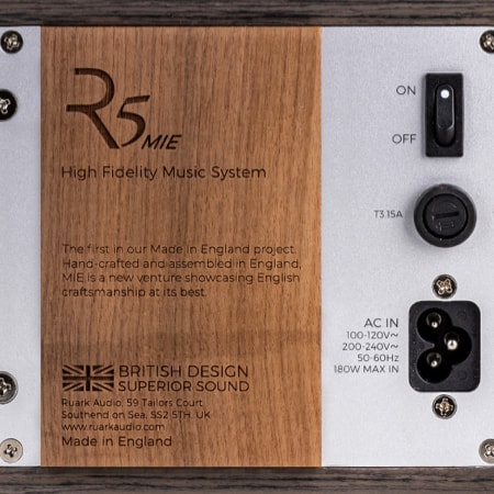 Rear view of Ruark Audio R5 MiE cabinet